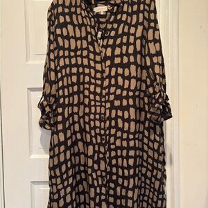 Chic Black and Tan Midi Dress